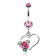 Heart Rose Belly Button Ring