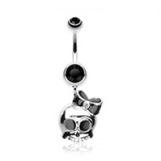 Adorable Skull Hair Bow Belly Button Ring