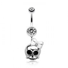 Adorable Skull Hair Bow Belly Button Ring