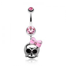Adorable Skull Hair Bow Belly Button Ring