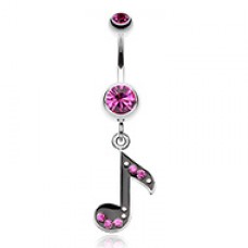 Eighth Music Note Sparkle Belly Button Ring