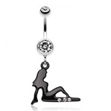 Mudflap Trucker Girl Sparkle Belly Button Ring