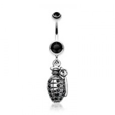 Hand Grenade Sparkle Belly Button Ring