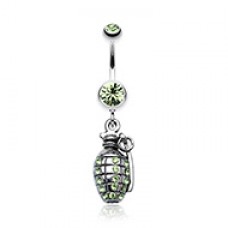 Hand Grenade Sparkle Belly Button Ring