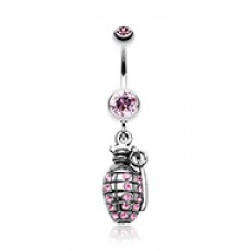 Hand Grenade Sparkle Belly Button Ring