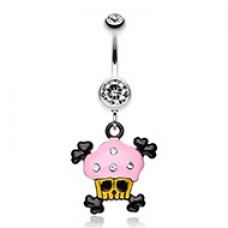 Pirate Crossbones Cupcake Belly Button Ring