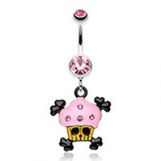 Pirate Crossbones Cupcake Belly Button Ring