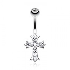 Cross Sparkle Belly Button Ring