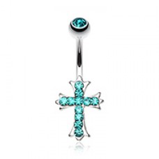 Cross Sparkle Belly Button Ring