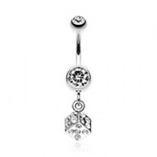 Single Dice Sparkle Belly Button Ring