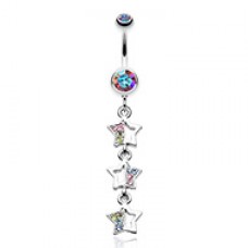 Triple Sparkling Star Belly Button Ring