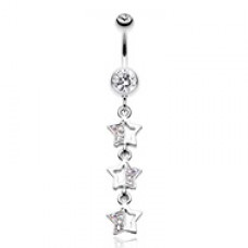 Triple Sparkling Star Belly Button Ring