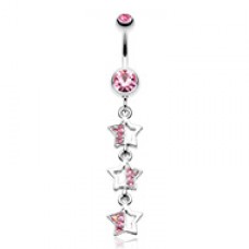 Triple Sparkling Star Belly Button Ring