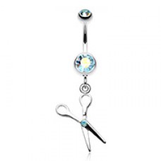 Scissor Sparkle Belly Button Ring