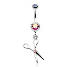Scissor Sparkle Belly Button Ring