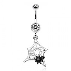 Mini Spider Cobweb Belly Button Ring