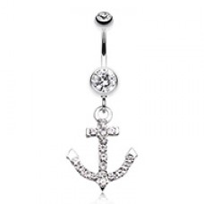 Anchor Gem Sparkle Belly Button Ring