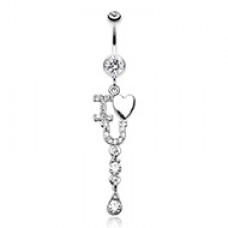 I Heart You Sparkle Belly Button Ring