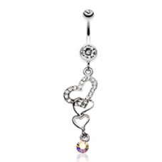 Alluring Jeweled Heart Belly Button Ring