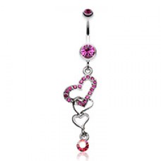Alluring Jeweled Heart Belly Button Ring
