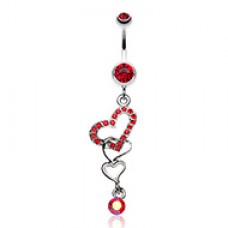 Alluring Jeweled Heart Belly Button Ring