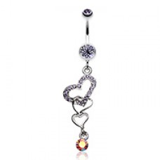 Alluring Jeweled Heart Belly Button Ring