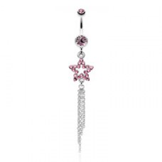 Star Sparkle Chain Drop Dangle Belly Button Ring