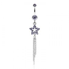 Star Sparkle Chain Drop Dangle Belly Button Ring