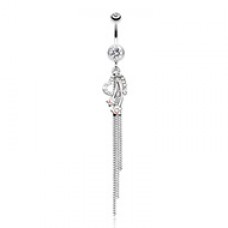 Shooting Stars Heart Belly Button Ring