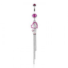 Shooting Stars Heart Belly Button Ring
