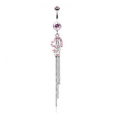 Shooting Stars Heart Belly Button Ring