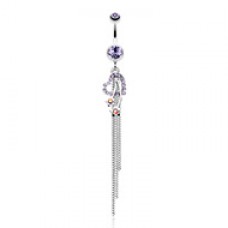 Shooting Stars Heart Belly Button Ring
