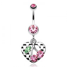 Charming Cherry Heart Belly Button Ring