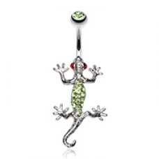 Moving Gecko Lizard Sparkle Belly Button Ring