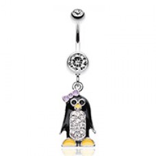 Adorable Penguin Sparkle Belly Button Ring