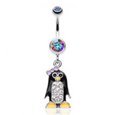 Adorable Penguin Sparkle Belly Button Ring