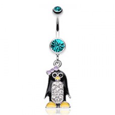 Adorable Penguin Sparkle Belly Button Ring