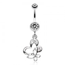 Sweet Butterfly Heart Belly Button Ring