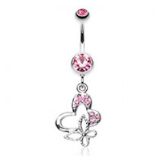 Sweet Butterfly Heart Belly Button Ring