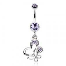 Sweet Butterfly Heart Belly Button Ring