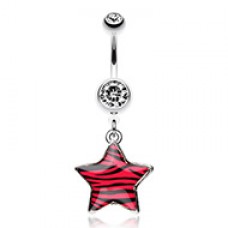 Zebra Star Dangle Belly Button Ring
