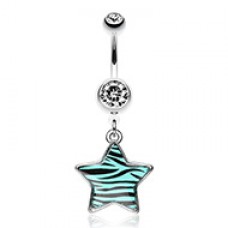 Zebra Star Dangle Belly Button Ring