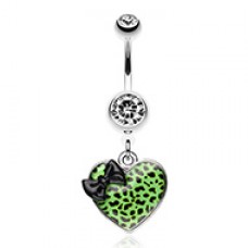 Leopard Pattern Heart Bow Belly Button Ring