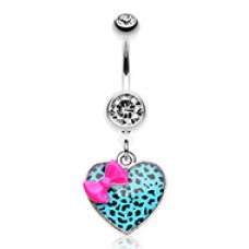 Leopard Pattern Heart Bow Belly Button Ring