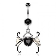 Angel Heart Wing Sparkle Belly Button Ring