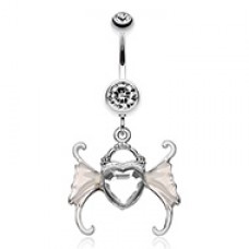 Angel Heart Wing Sparkle Belly Button Ring