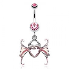 Angel Heart Wing Sparkle Belly Button Ring