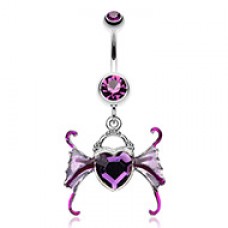 Angel Heart Wing Sparkle Belly Button Ring