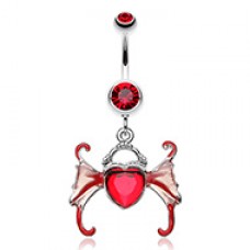 Angel Heart Wing Sparkle Belly Button Ring