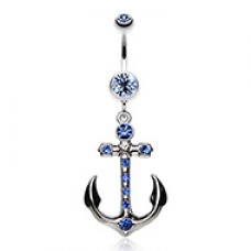 Jeweled Anchor Belly Button Ring